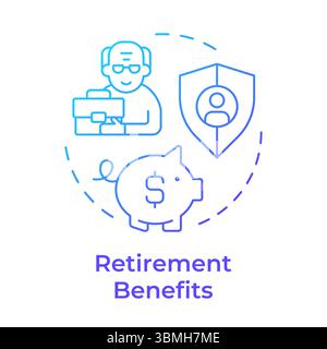 Retirement benefits blue gradient concept icon Stock Vector