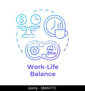 Work life balance blue gradient concept icon Stock Vector