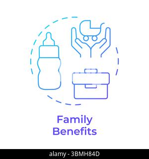 Family benefits blue gradient concept icon Stock Vector