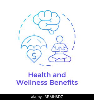 Heath and wellness benefits blue gradient concept icon Stock Vector