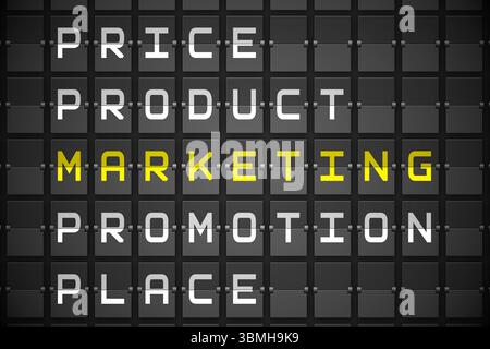 Marketing buzzwords on black mechanical board Stock Photo