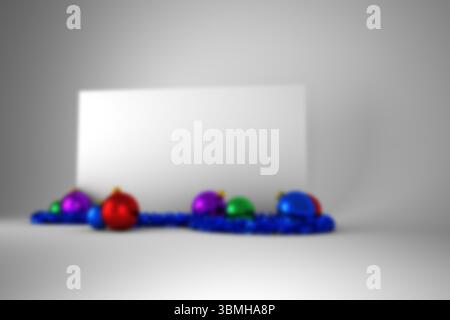 Blurry poster with christmas baubles Stock Photo