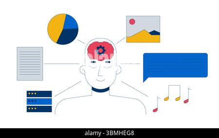 LLM training datasets 2D illustration concept Stock Vector