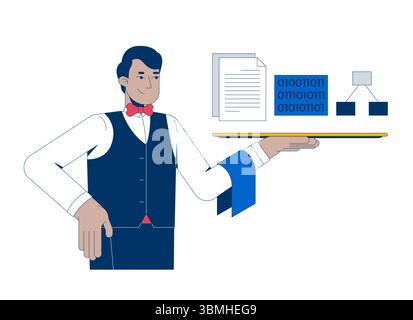 Serving up data for training AI 2D illustration concept Stock Vector