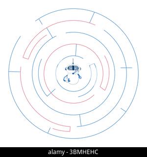 Training AI through problem solving 2D illustration concept Stock Vector