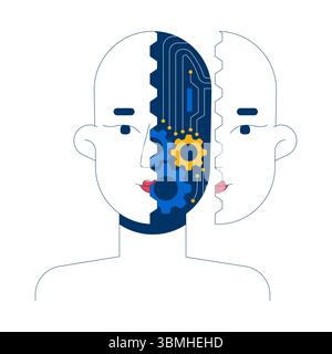 Robotics artificial intelligence 2D illustration concept Stock Vector