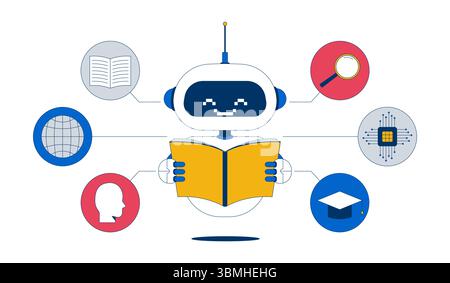 AI training 2D illustration concept Stock Vector