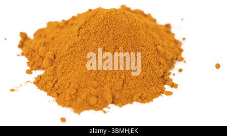 Turmeric (close-up shot, selective focus) isolated on white background Stock Photo