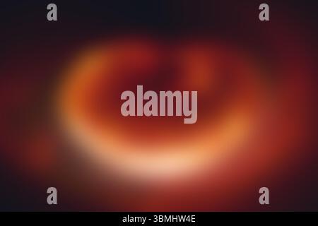Luminous crescent ring is glowing over blurred warm gradient background, in abstract flat design Stock Photo