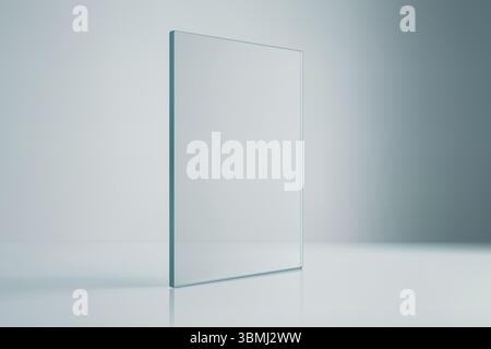 Clear vertical glass panel with gentle shadows and light reflections on grey-blue tone Stock Vector