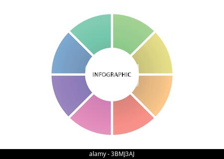 Soft color segmented infographic with white center for text or data content Stock Vector