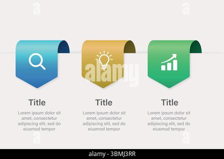 Vertical infographic layout with gradient headers and flat line icons Stock Vector