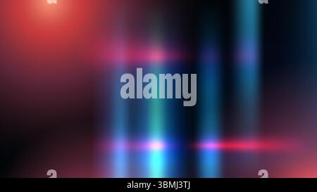 abstract dark background with vibrant blue, teal, and pink vertical light streaks, bright horizontal lens flares, and a soft red glow. futuristic, eth Stock Vector
