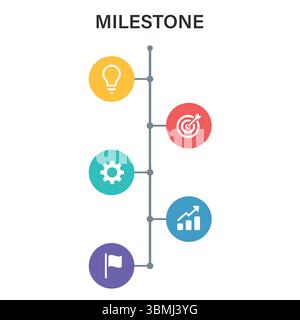 Infographic icons in business timeline color thin line chart Stock ...