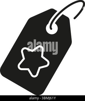 Price Tag With Star Symbol Solid Icon. Premium Product, Exclusive Offer, And Special Promotion Silhouette Symbol. Retail Marketing Concept. Isolated Stock Vector