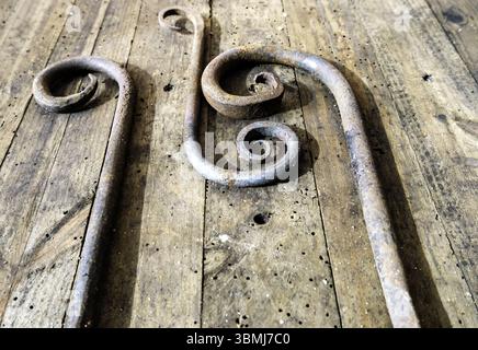 Detail of old tools for forging iron Stock Photo