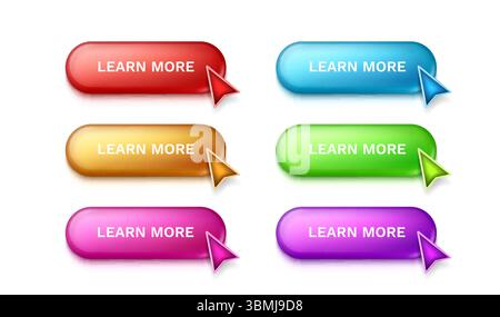 Set color cursor button, link tap, event web element. Vector Stock Vector