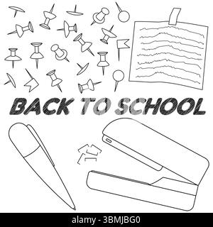 Staple Color Pages Coloring page with contour drawing of stapler with scattered staples ...