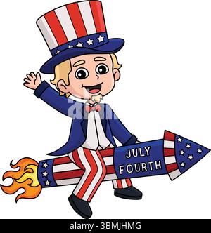 4th of July Uncle Sam Colored Cartoon Illustration Stock Vector Image ...