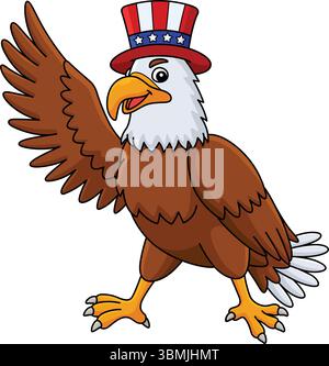 4th of July Eagle Wearing an American Hat Clipart  Stock Vector