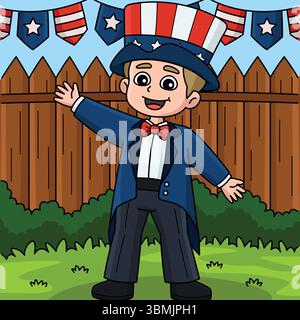 4th of July Kid Dress Up Uncle Sam Isolated Stock Vector Image & Art ...