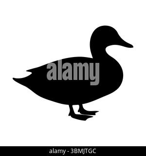 Duck silhouette standing side view Stock Vector
