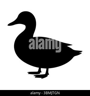 Duck silhouette standing side view Stock Vector