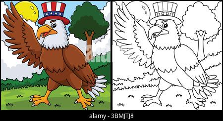 4th of July Eagle Wearing an American Hat  Stock Vector