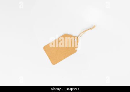 Brown Tag on White Background with Copy Space for Text Stock Photo