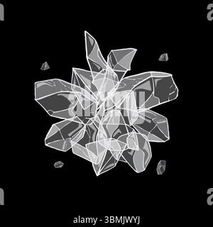 Salt crystals on black background creating beautiful shapes Stock Vector
