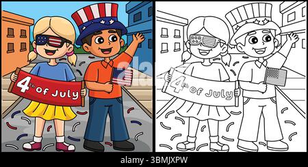 4th of July Uncle Sam Coloring Page for Kids Stock Vector Image & Art ...