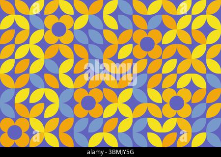 Abstract geometric background, brutalism bauhaus style elements in random order, different colors, seamless vector geo bg pattern, simple flat geometr Stock Vector