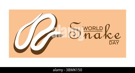 World Snake Day vector illustration featuring a snake and wildlife elements. Perfect for reptile awareness, nature education, and biodiversity theme. Stock Vector