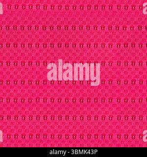 Seamless 4k photo texture of pink colored polyester ornate material with perforated cloth pattern. Stock Photo