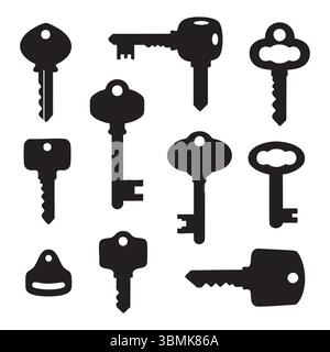 Silhouette set of keys on white background Stock Vector Image & Art - Alamy