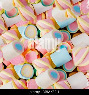 Seamless 4k photo texture of colored marshmallow pile. Stock Photo