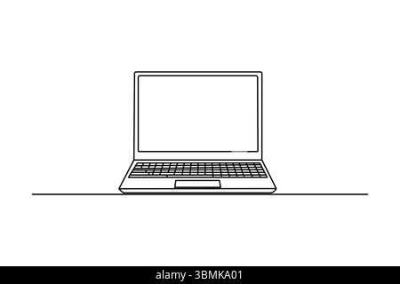 Continuous single line drawing laptop drawing art icon and vector design Stock Vector