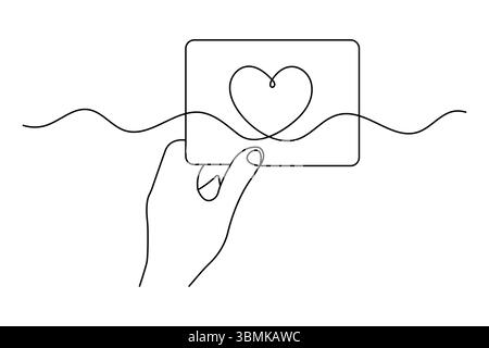 Love letter continuous single line art drawing of concept doodle style outline vector style Stock Vector