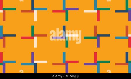 Colorful plus symbols on orange background Stock Vector
