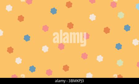 Colorful flower shapes on orange background Stock Vector