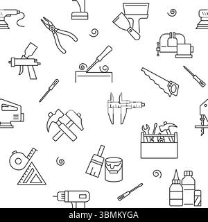 Seamless pattern with carpenter equipment. Repair tools background. Vector illustration. Stock Vector
