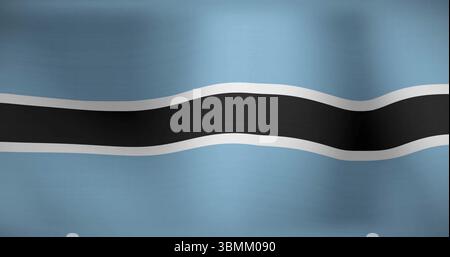 Rippling Botswana national flag gently in close-up view, with central black stripe edged in white Stock Photo
