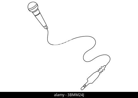 Microphone continuous one line drawing of isolated outline vector icon. Stock Vector