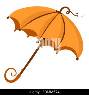 Autumn orange umbrella with curved handle. Autumn rainy weather. Vector illustration Stock Vector