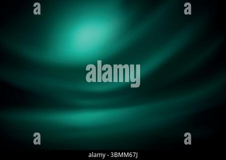 Smooth abstract green flow glowing across rich blackened gradient space Stock Vector