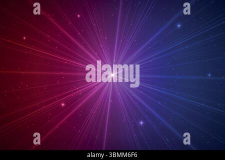 Abstract cosmic background with bright pink light burst and red-blue color gradient Stock Vector