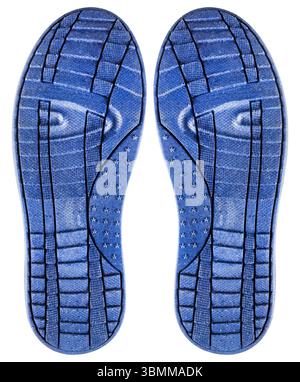 Isolated photo of blue colored shoe or sneakers rubber protector on white background. Stock Photo