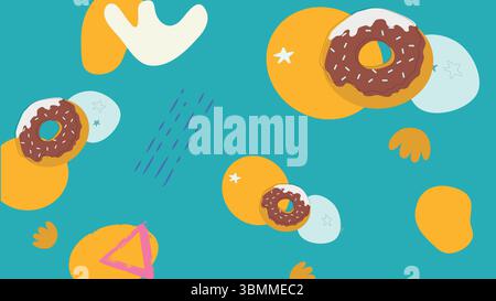 Rolling pin and bread elements background Stock Vector