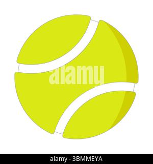 Tennis Ball Vector Illustration. A bright yellow tennis ball vector illustration with smooth white curved lines and subtle shadow effects. Stock Vector