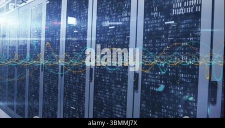 Processing data image over servers in high-tech data center environment Stock Photo
